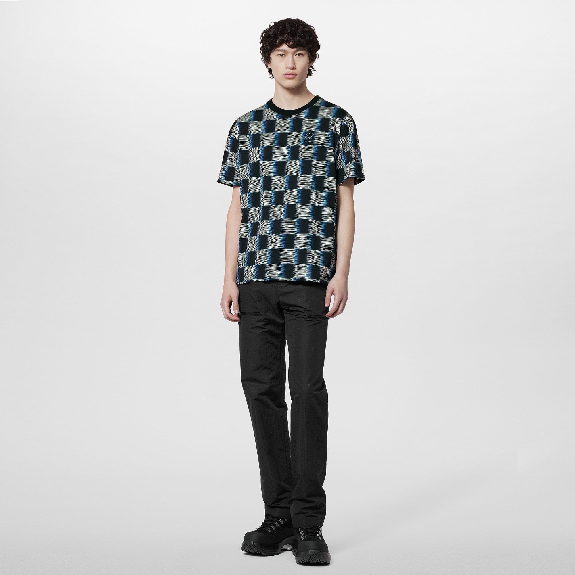 Damier Short Sleeved Cotton T Shirt Men Ready to Wear LOUIS